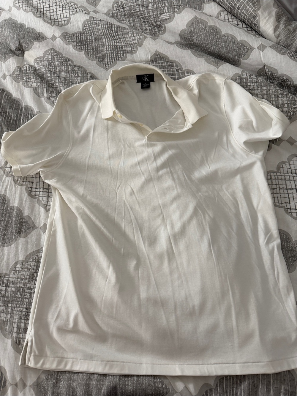 Calvin Klein Men’s Cream Short-Sleeve Polo